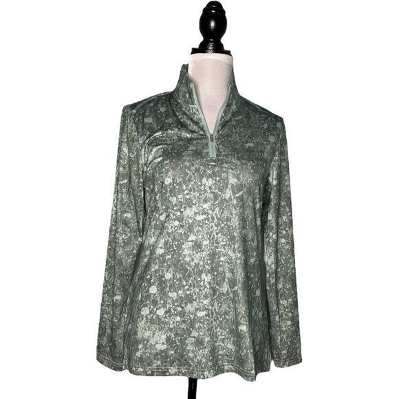 Adidas Ultimate 1/4 Zip Pullover Top Hazy Green Printed Size Small - Picture 1 of 8